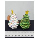 2 Mr Christmas Ceramic Lighted Christmas Trees
