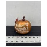 METALLIC "GIVE THANKS" PAINTED HARVEST PUMPKIN