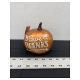 METALLIC "GIVE THANKS" PAINTED HARVEST PUMPKIN