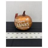 METALLIC "GIVE THANKS" PAINTED HARVEST PUMPKIN