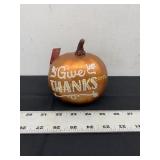 METALLIC "GIVE THANKS" PAINTED HARVEST PUMPKIN