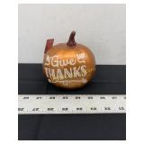 METALLIC "GIVE THANKS" PAINTED HARVEST PUMPKIN