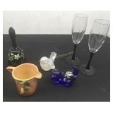 Fenton and Roseville pottery pitcher