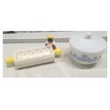 Heat proof bowl with lid and butter dish