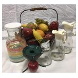 Carafe, Syrup dispensers and Faux Fruit
