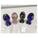 4 Fenton Glass eggs -  limited edition