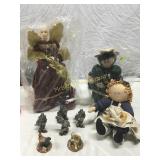 Dolls and figurines wolves Santa etc.