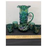 Fenton Glass Pitcher and matching Glassware