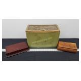 Metal/Tin Bread Box & 2- Wood Boxes