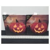 2- Flickering Pumpkin Light Canvases