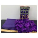 Purple Tree Skirt, Ornaments and Garland