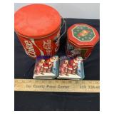 2 Coca-Cola Tins and Set of Coasters