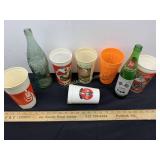 Coca-Cola Cups, Bottle and 7UP Bottle
