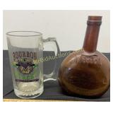 Vinol Brown Bottle and Bourbon Glass