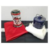 Budweiser Stein, Glazed Ceramic Jar, White Pelt