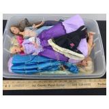 Small Tote of Barbie dolls
