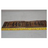 1921 WIS license plate pair