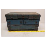 Wood blue toolbox/chest with drawers