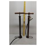 Hand tire air pump wood handle folding base