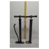 Hand tire air pump wood handles