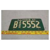 WWII cardboard IL license plate 1943 truck