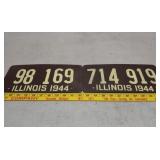 WWII cardboard IL License plate 1944 rare