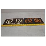 Rare WWII cardboard IL License plate 1944-45