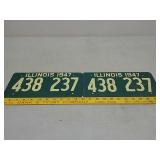 WWII cardboard IL license plate pair 1947