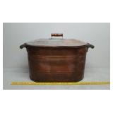 Copper boiler with lid and wood handles
