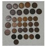 UK half pennies, Canadian cents,UK large pennies