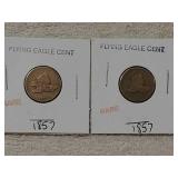 2 Flying Eagle cents 1857