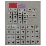 Uncirculated dimes,wheat,Lincoln,nickels