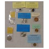 Half dollars, Mexican dollar, medallions, quarter