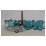 Blue jars, Ball lids and Kerr jar