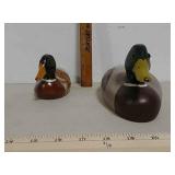 2 wooden duck decoys