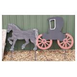 Large metal horse-and-buggy silhouette