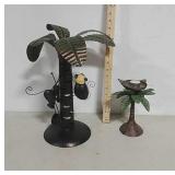 2 candle holder monkey palm tree/palm tree
