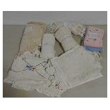 Crocheted doilies, dresser scarves, towels, & more