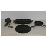 Cast iron pan, griddle, grinder, and other