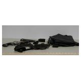 Holsters, metal training gun and chaps
