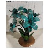 Blue green flowers made of tin