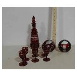 Cranberry decanter set and more