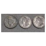 1 Peace 1922S & 2 Morgans 1886O,1884O