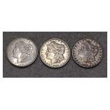 3 Morgan dollars 1921,1889,1885O