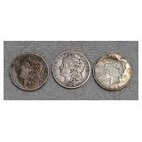2 Morgan 1883S,1879S & Peace 1922 dollars