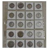 20 Walking Liberty half dollars 1935--1940