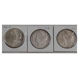 3 Morgan dollars 1921S, 1896, 1885