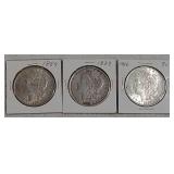 3 Morgan dollars 1889, 1888, 1886