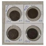 4 large one cent coins