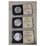 3 silver American eagles
